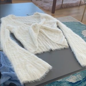 Furry white sweater